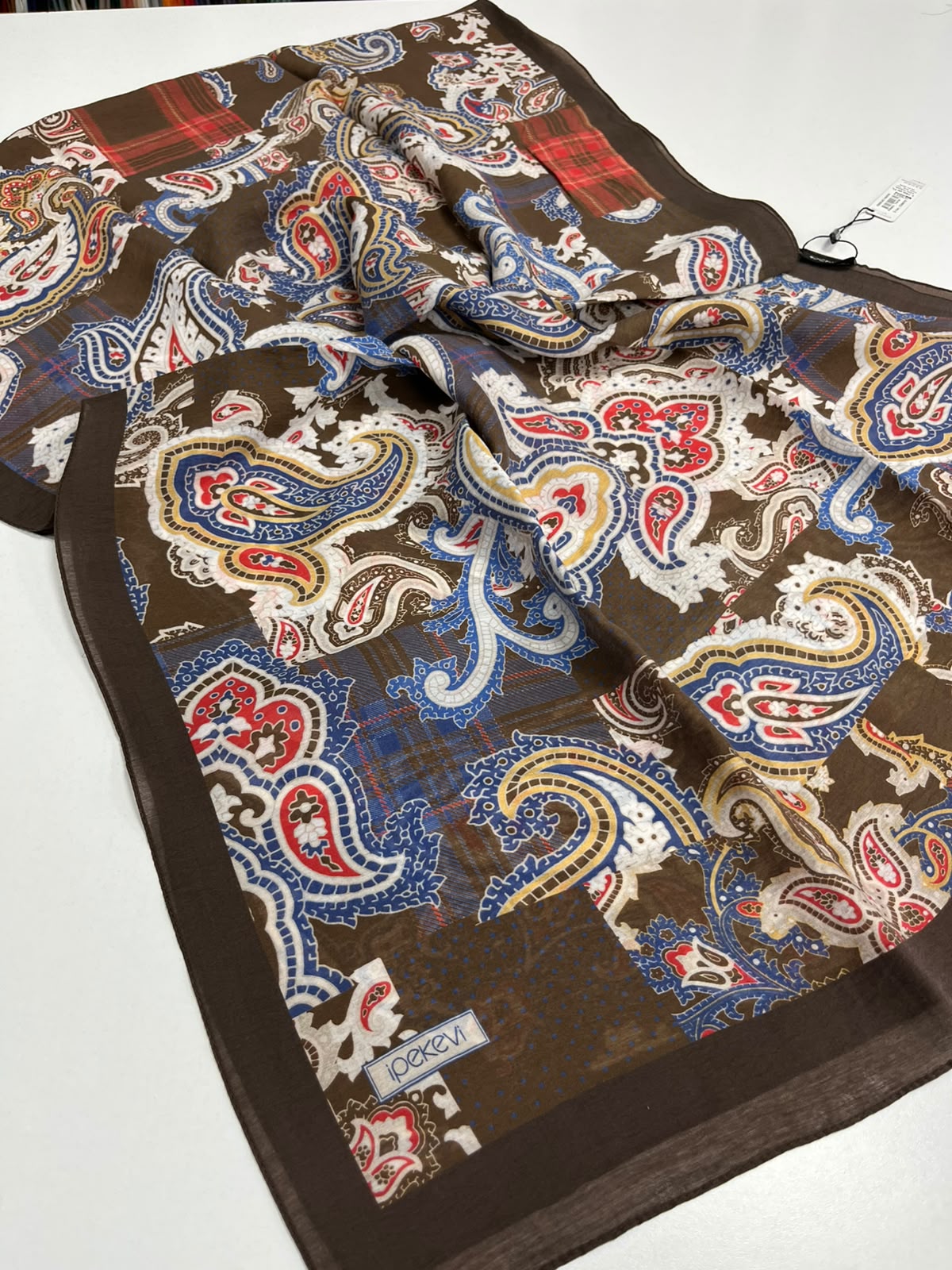 DRN İPK 765 SÜTLÜ KAHVE PATCHWORK DESENLİ TENCEL ŞAL