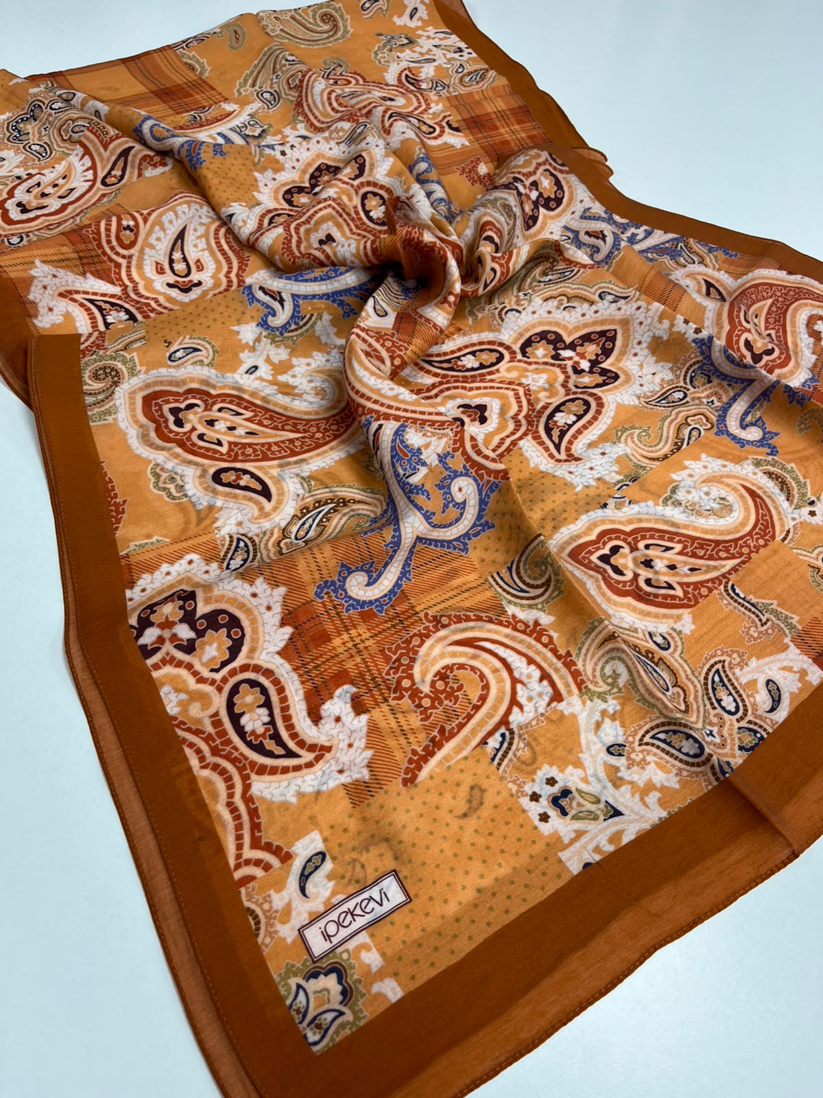 DRN İPK 678 ŞEFTALİ PATCHWORK DESENLİ TENCEL ŞAL