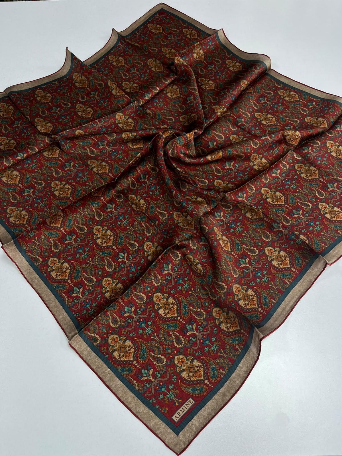 DRN ARM 234 BORDO ETNİK DESEN İPEK EŞARP