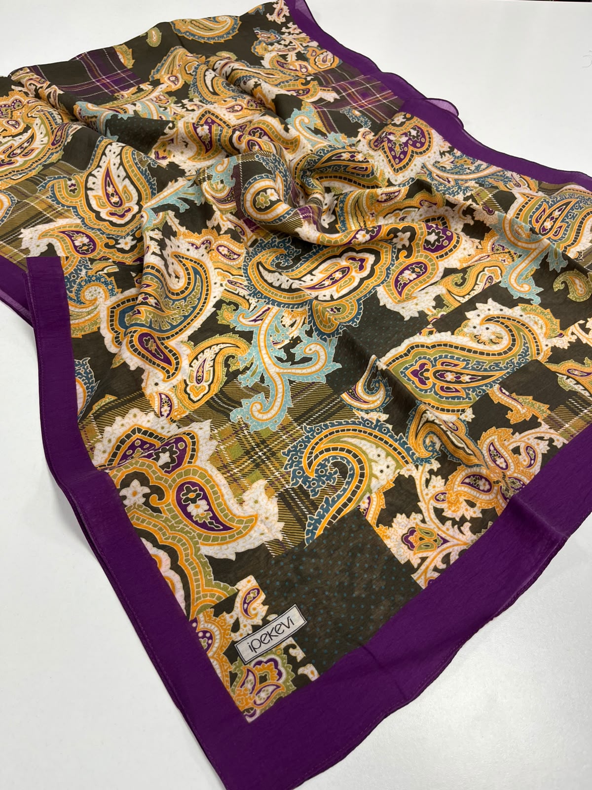 DRN İPK 432 PURPLE PATCHWORK DESENLİ TENCEL ŞAL