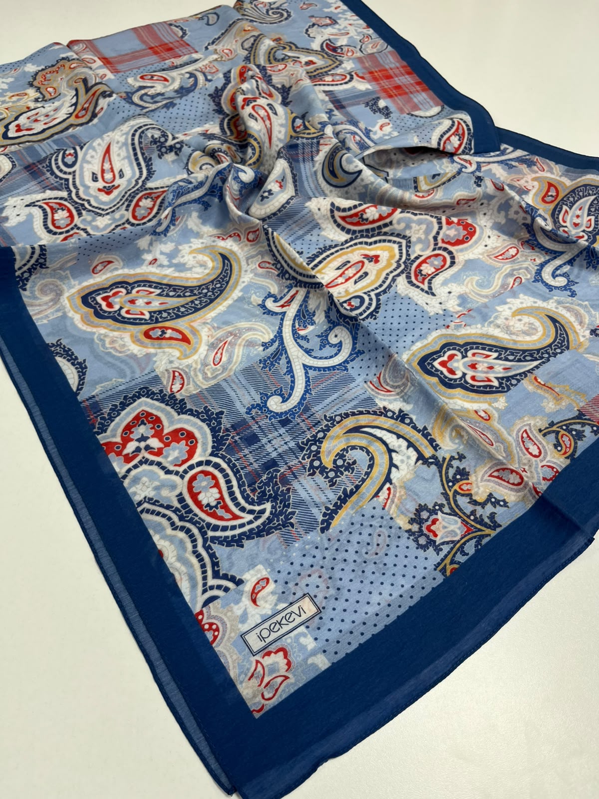 DRN İPK 123 BEBE MAVİSİ PATCHWORK DESENLİ TENCEL ŞAL