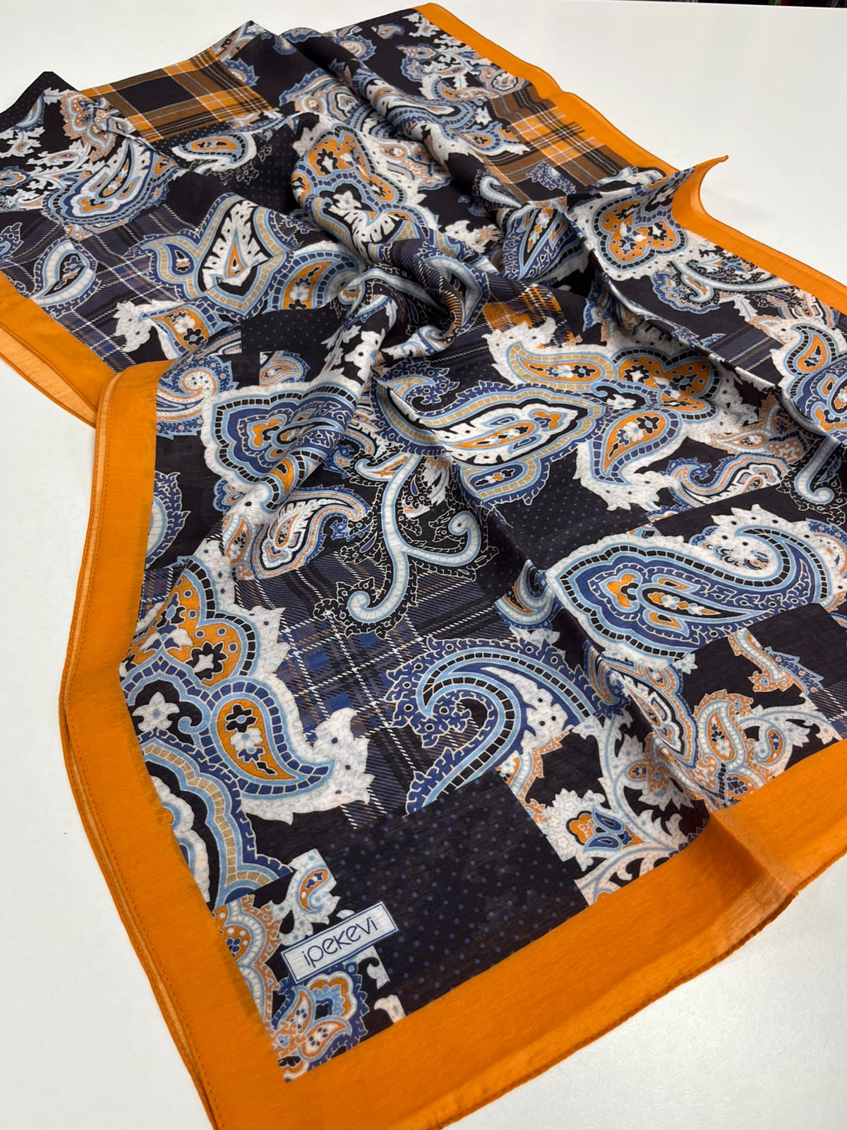DRN İPK 567 SİYAH PATCHWORK DESENLİ TENCEL ŞAL